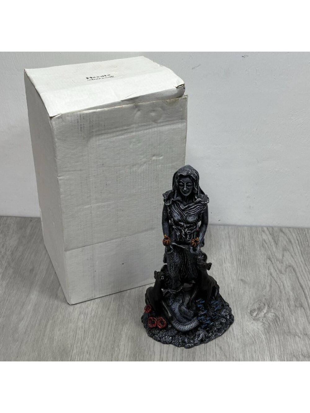 Oberon Zell Spiral Triple Goddess The Crone Hecate With She Dog Hounds Statue